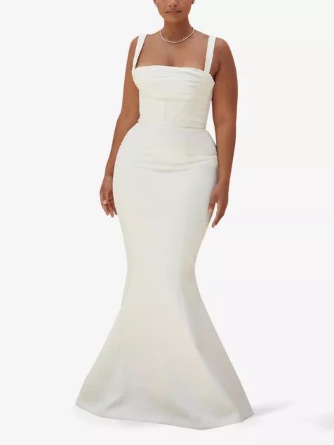 Francoise corseted-bodice satin bridal gown
