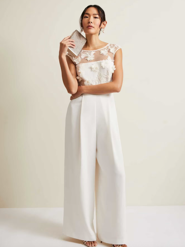 Cherie Bridal Floral Textured Jumpsuit