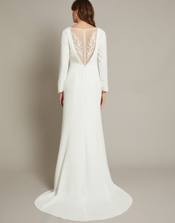 Aleah Long Sleeve Cowl Lace Wedding Dress Ivory