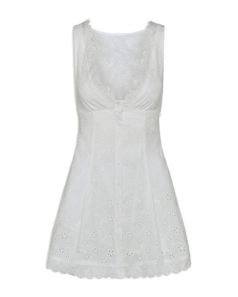 x Bella Hadid Farm Eyelet Mini Dress