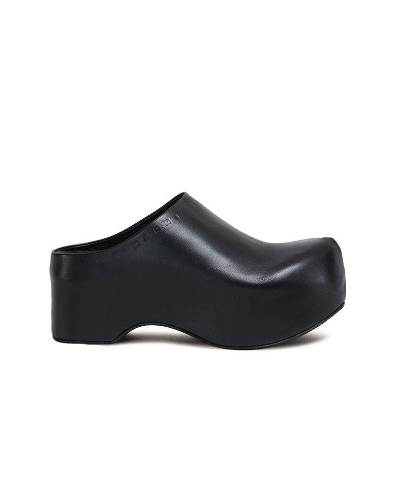 Black Leather Clog