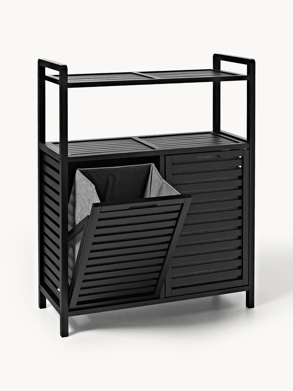 Estantería de baño de bambú con cestos de ropa
