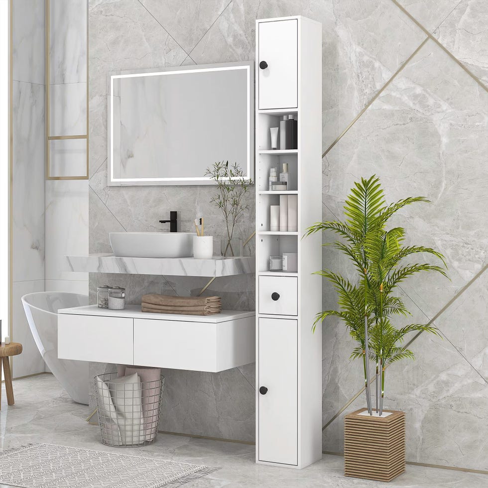 Mueble auxiliar baño blanco