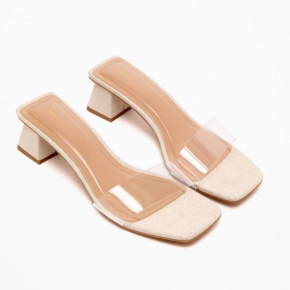Sandalias de tacón con tira de vinilo y tacón ancho