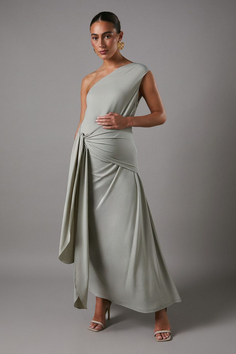 The Maternity One: Twist detail one-shoulder bridesmaid dress