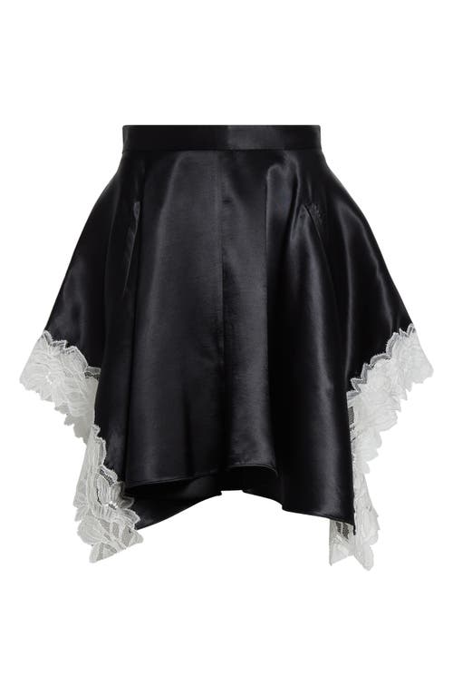 Lace Detail Liquid Satin Flounce Miniskirt
