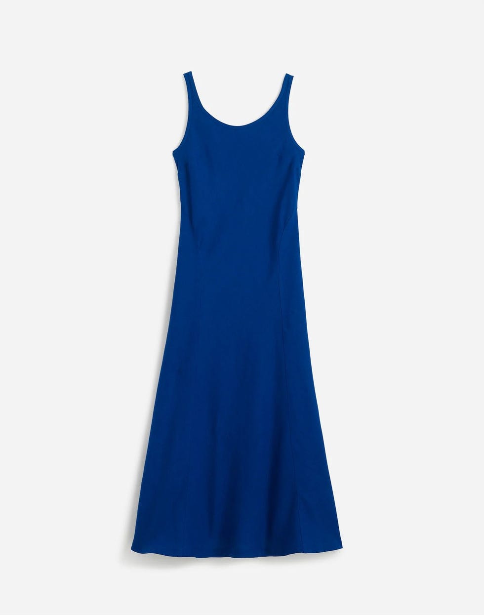 Vestido midi de linho com decote redondo