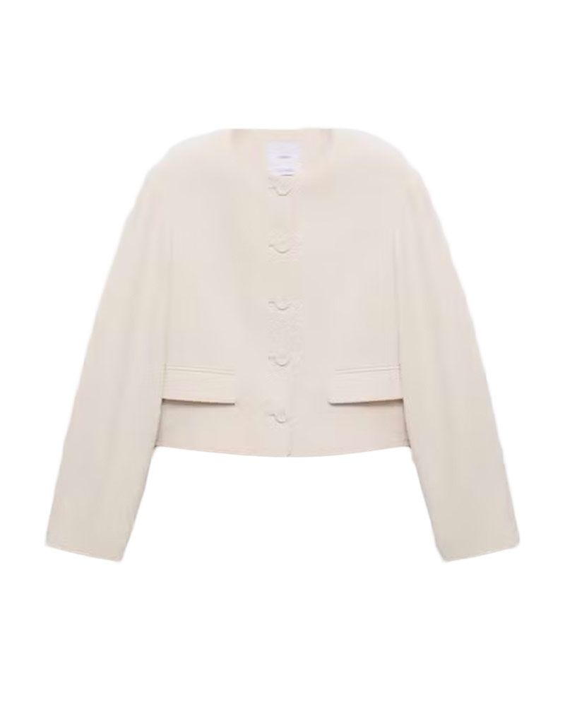 Linen-Blend Jacket with Buttons