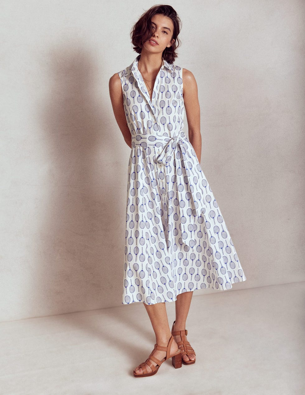 Amy Sleeveless Shirt Dress Ivory