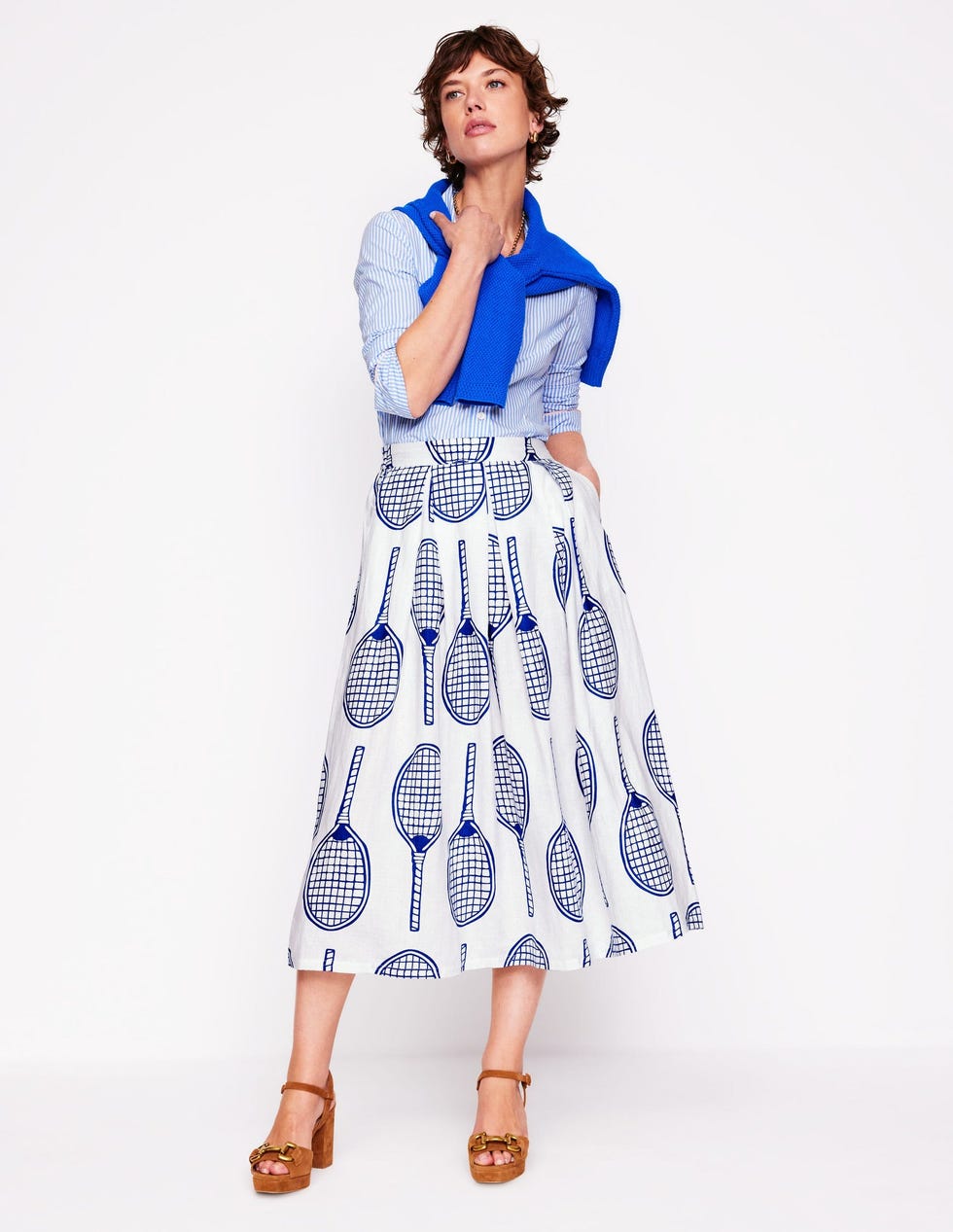 Verity Linen Midi Skirt Ivory