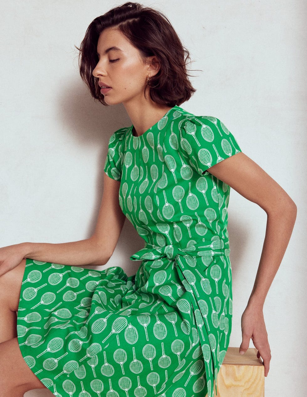 Imo Cotton Short Dress Rich Emerald