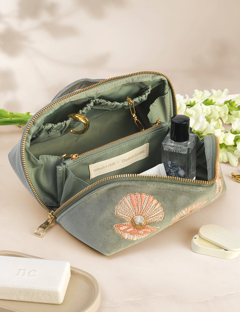 Elizabeth Scarlett Embroidered Open Flat Bag