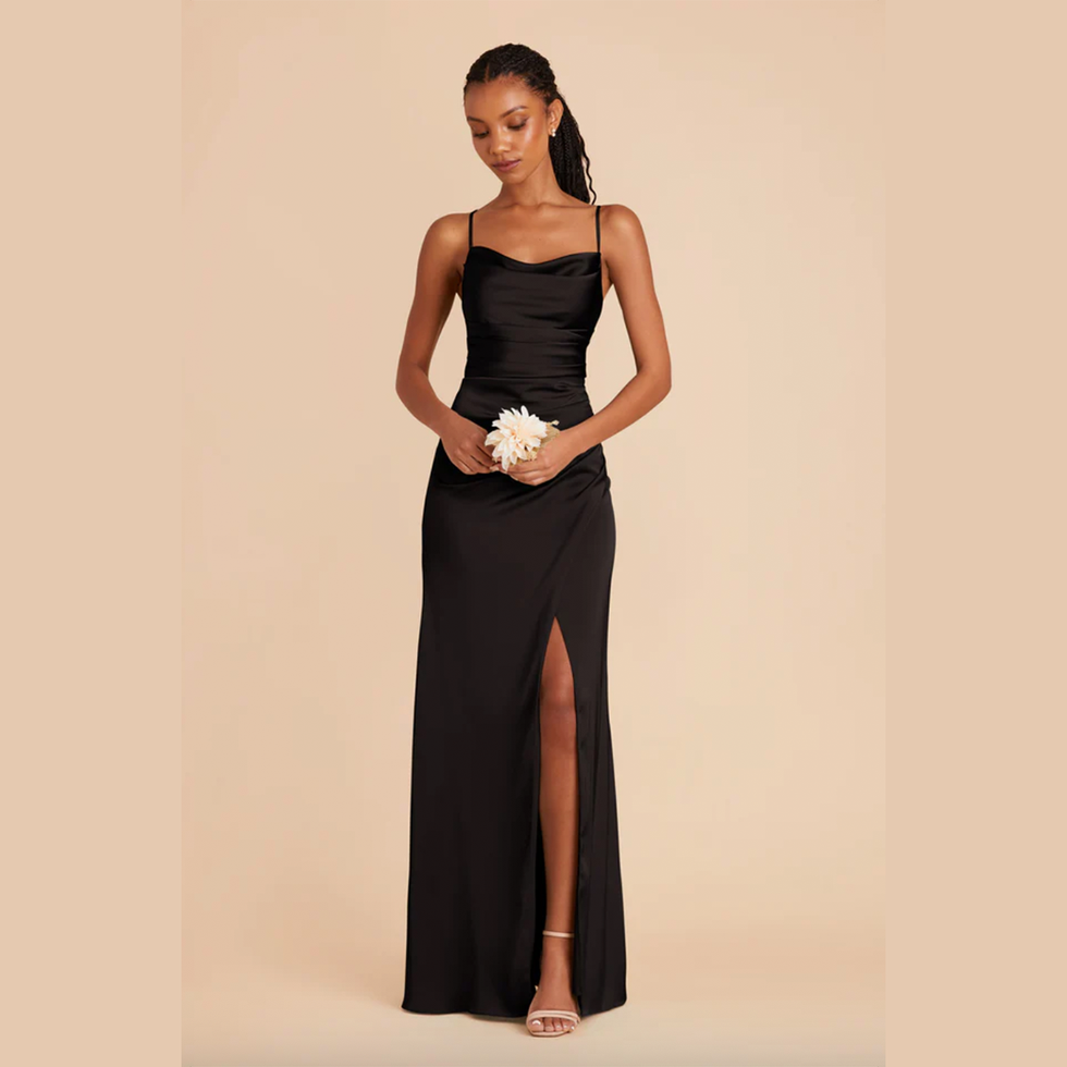 Lydia Dress in Matte Black Satin