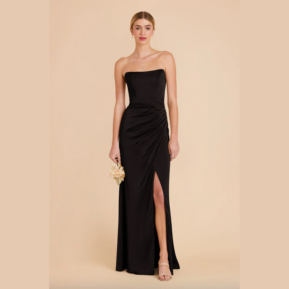 Anne Dress in Matte Black Satin