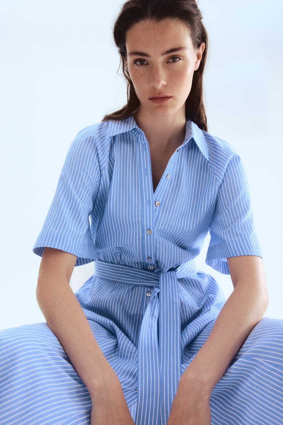Tie-belt shirt dress