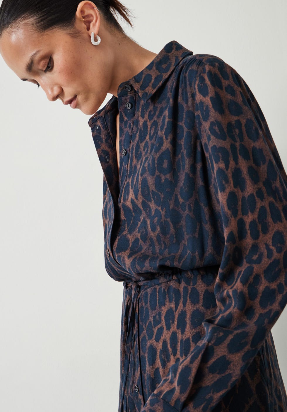 Rosey Leopard Midi Shirt Dress