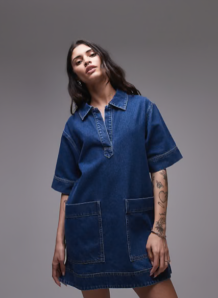 Topshop denim mini pullover dress