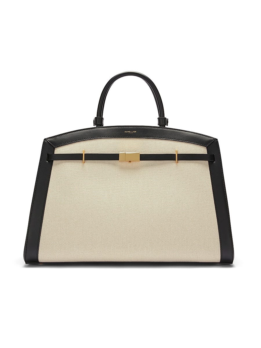 Hudson Leather-Canvas Top Handle Bag 