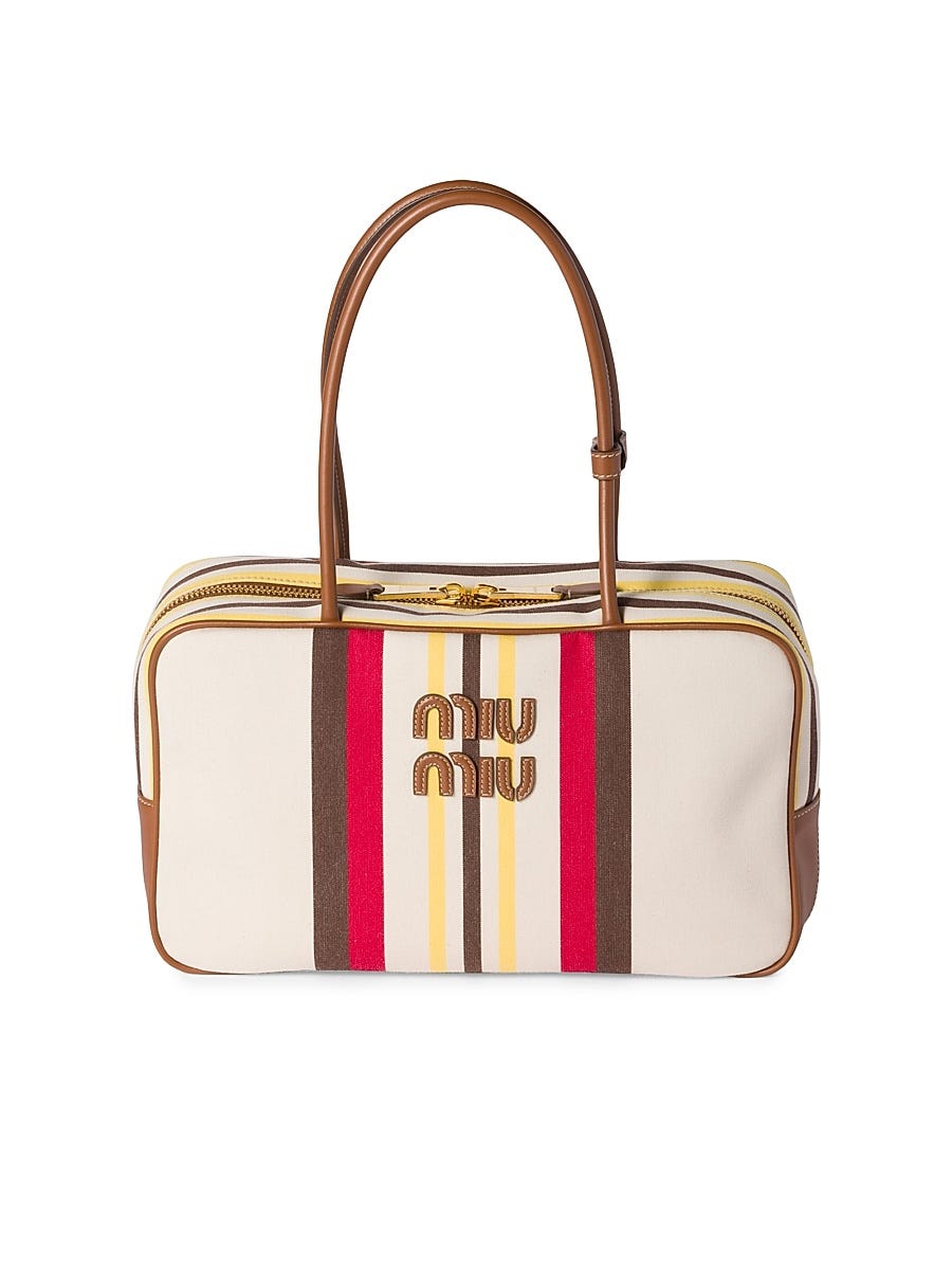 Beau Canvas and Leather Top Handle Bag 