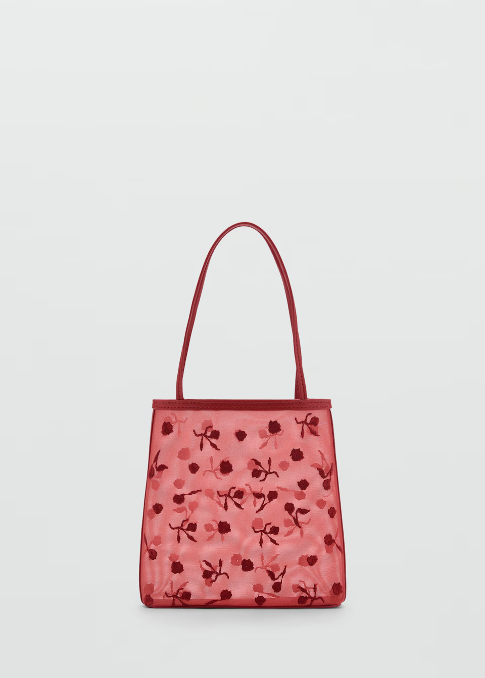 Flower-Embroidered Mesh Bag 