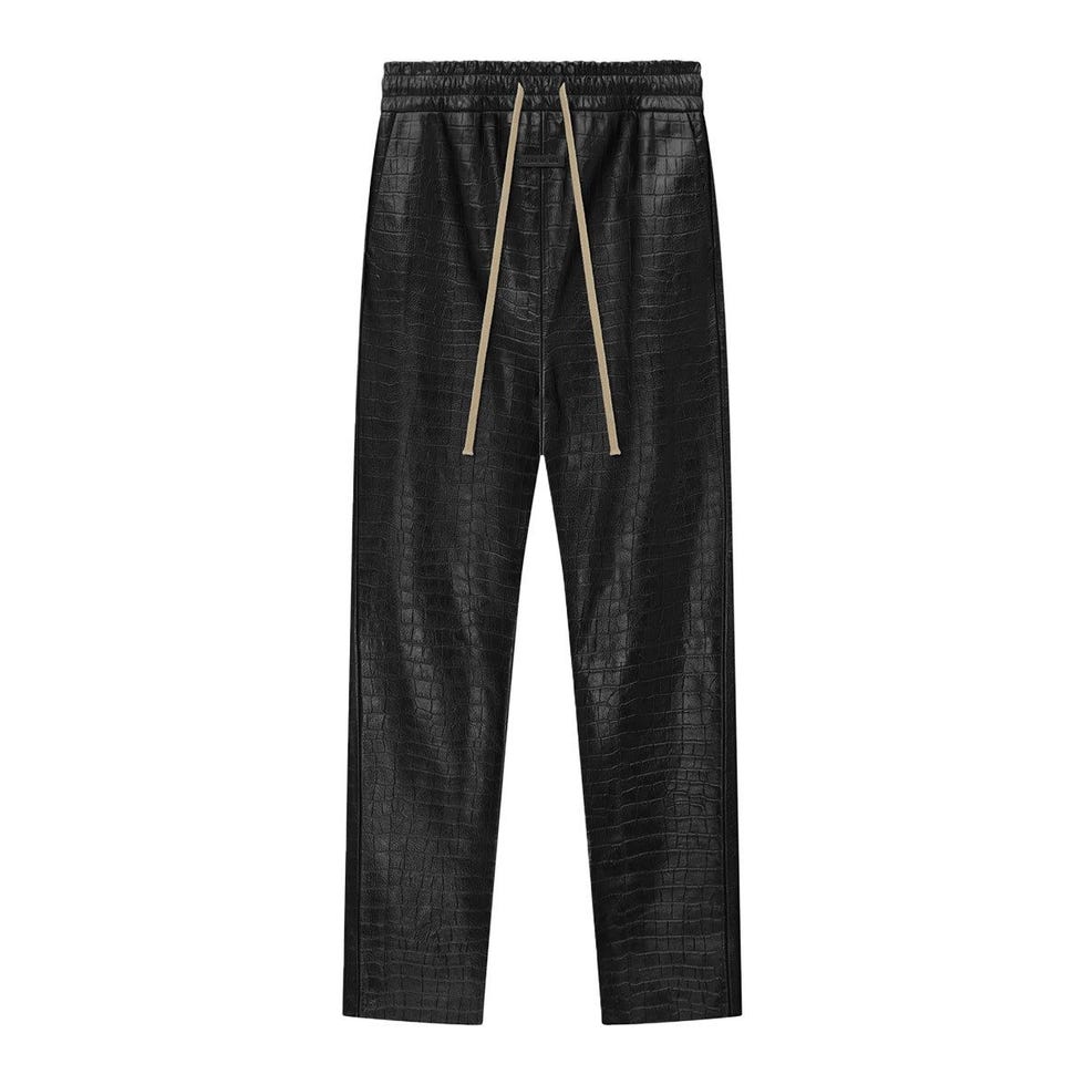 Croc-Effect Leather Drawstring Trousers