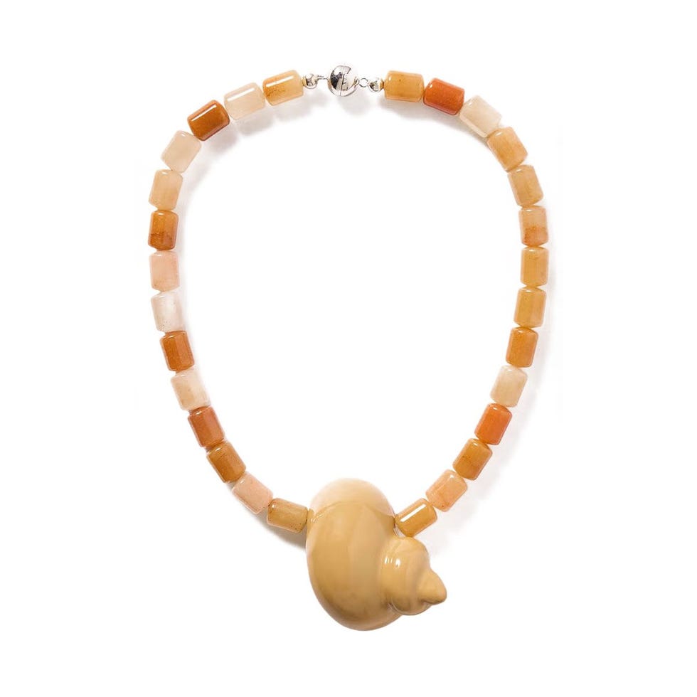Mykonos Rhodium-Plated, Emaille en Jade Ketting