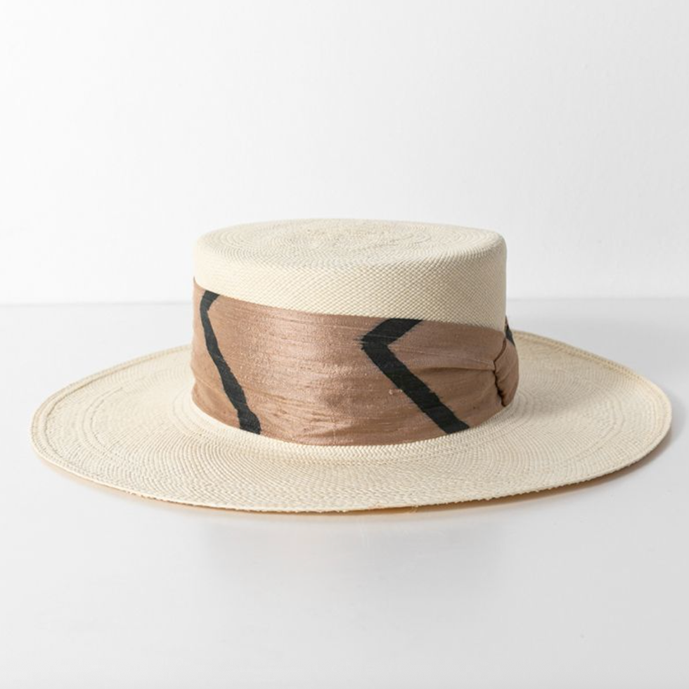 Sombrero canotier de paja toquilla
