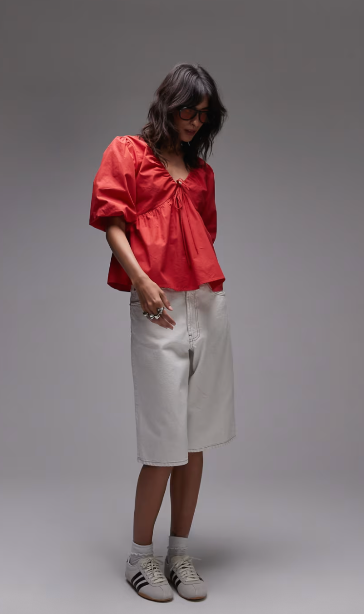 Poplin Puff Sleeve Top