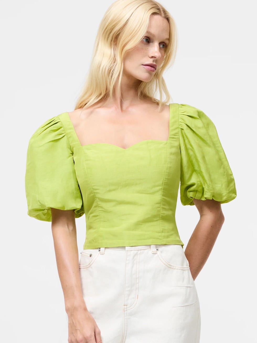 Islay Linen Puff Sleeve Top