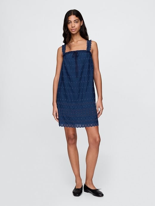 Eyelet Shift Mini Dress