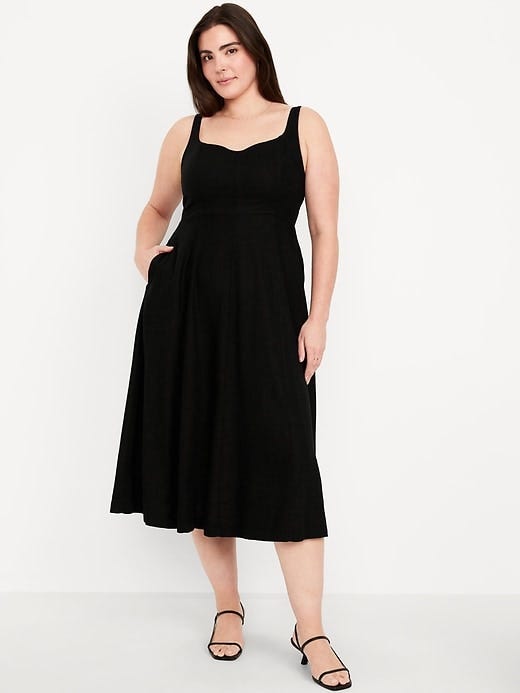 Old Navy Fit & Flare Linen-Blend Midi Dress