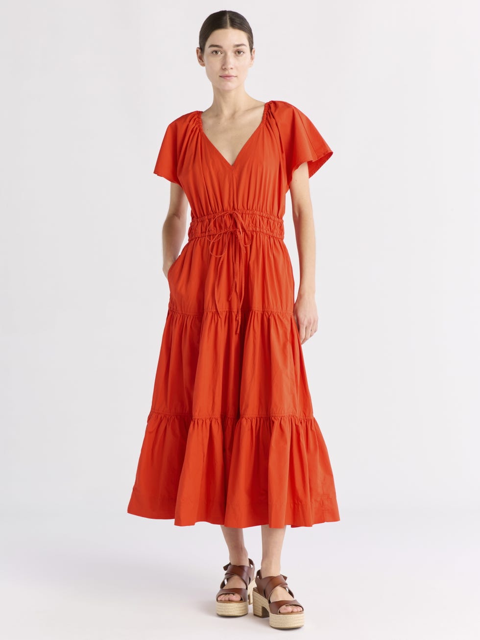 Free Assembly Tiered Cotton Maxi Dress