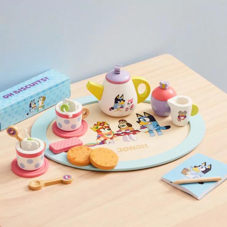 Personalised Bluey Wooden Tea Party Set