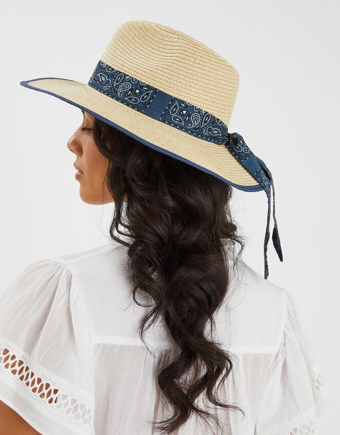 Bandana Straw Fedora Hat
