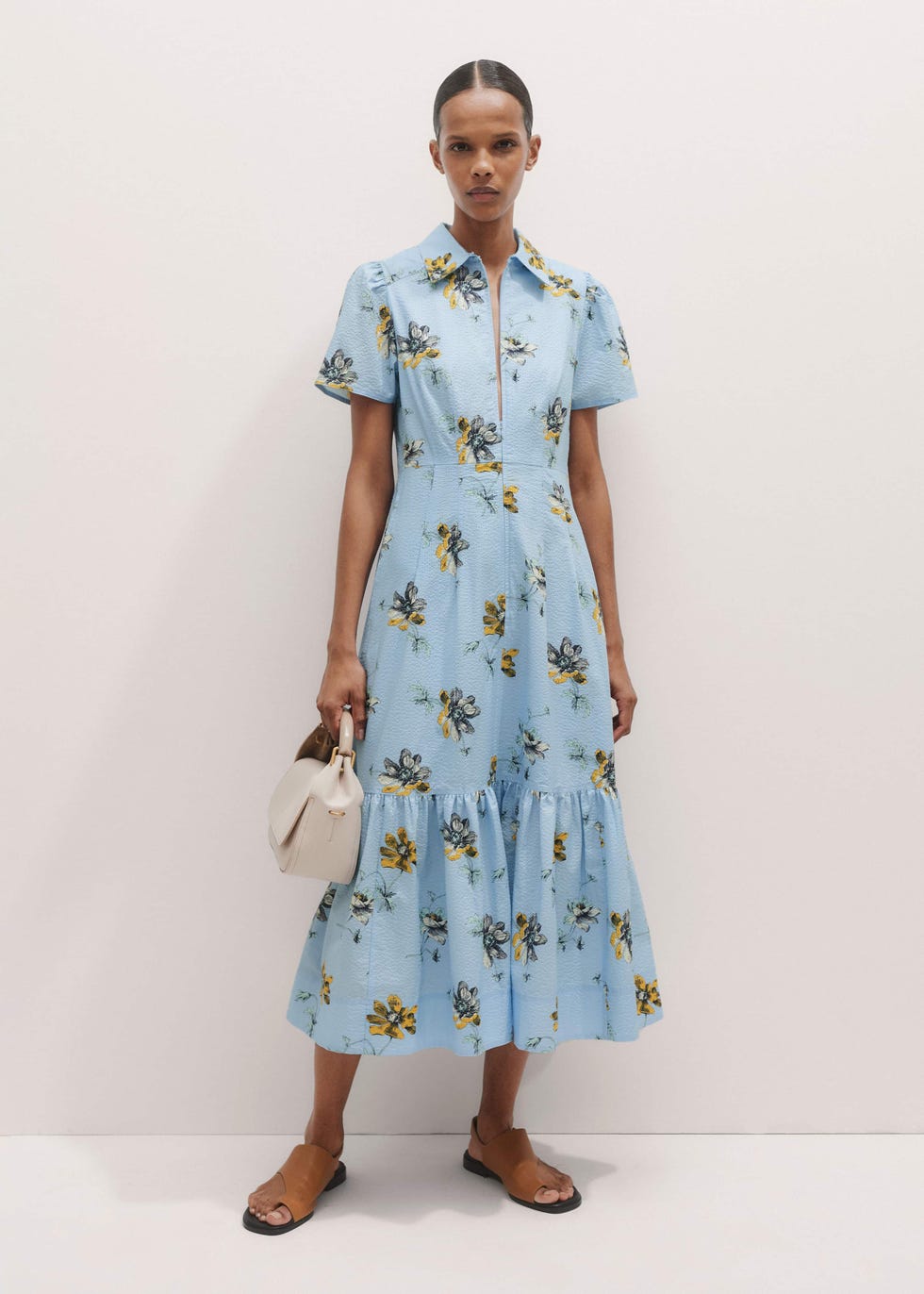Scattered Anemone Print Midi Dress