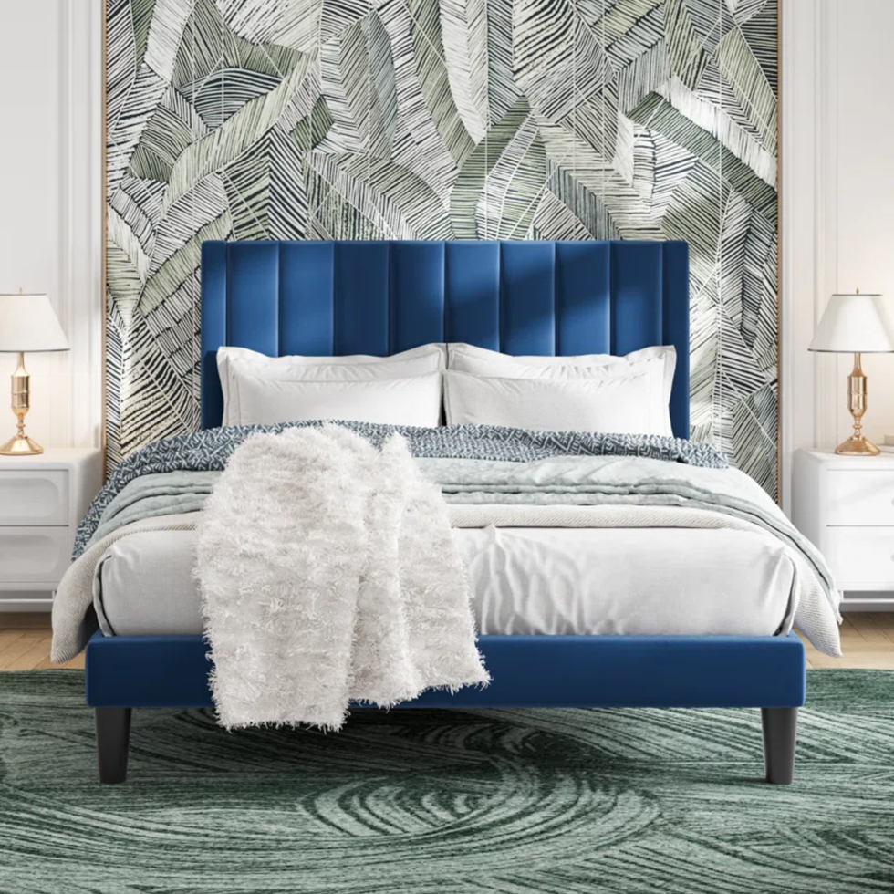 Cleo Velvet Upholstered Platform Bed