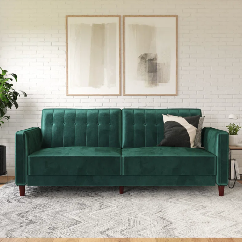 Perdue Velvet Square Arm Convertible Sofa