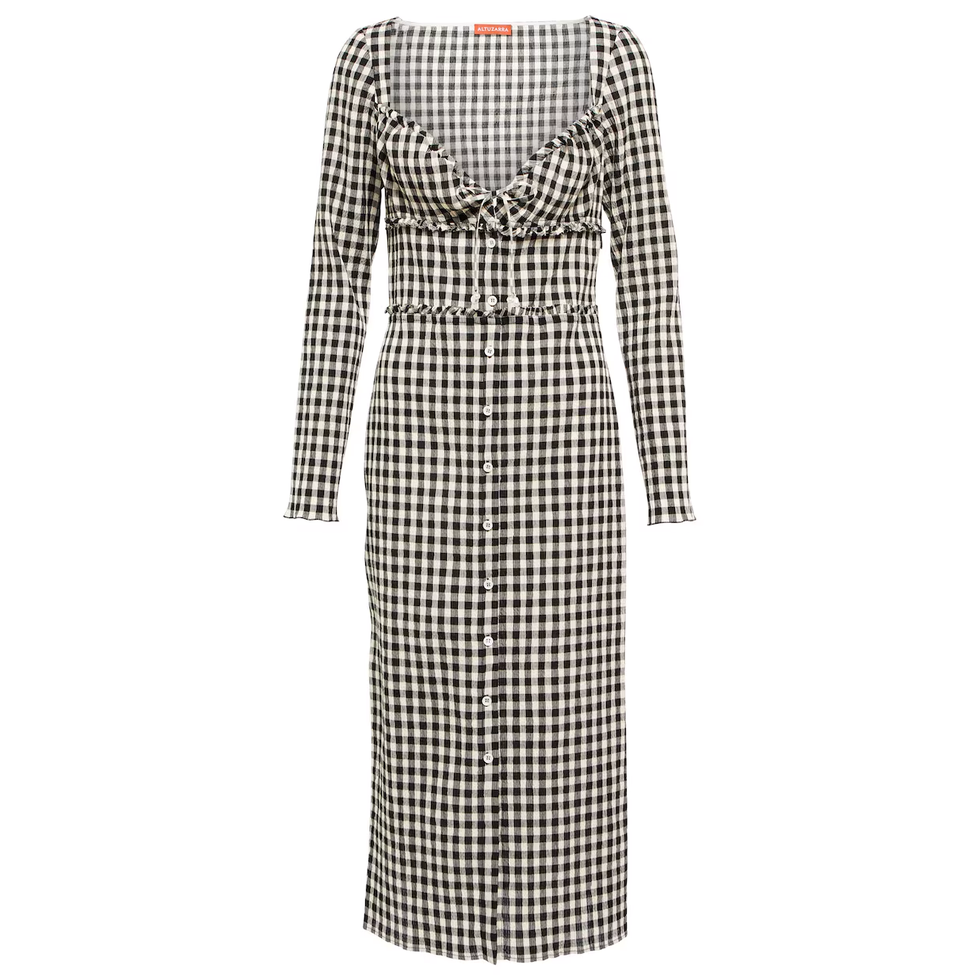 Himalia Gingham katoenen en zijden jurk