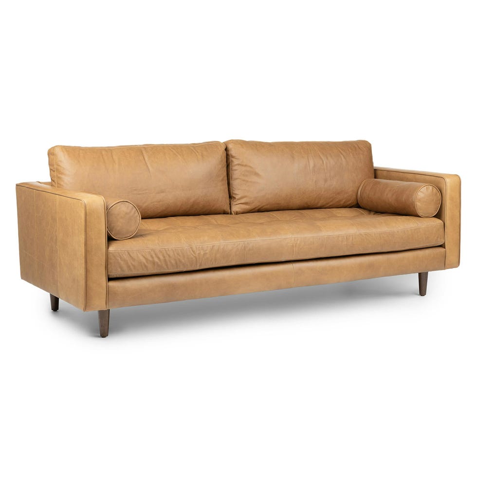 Sven 88" Tufted Leather Sofa