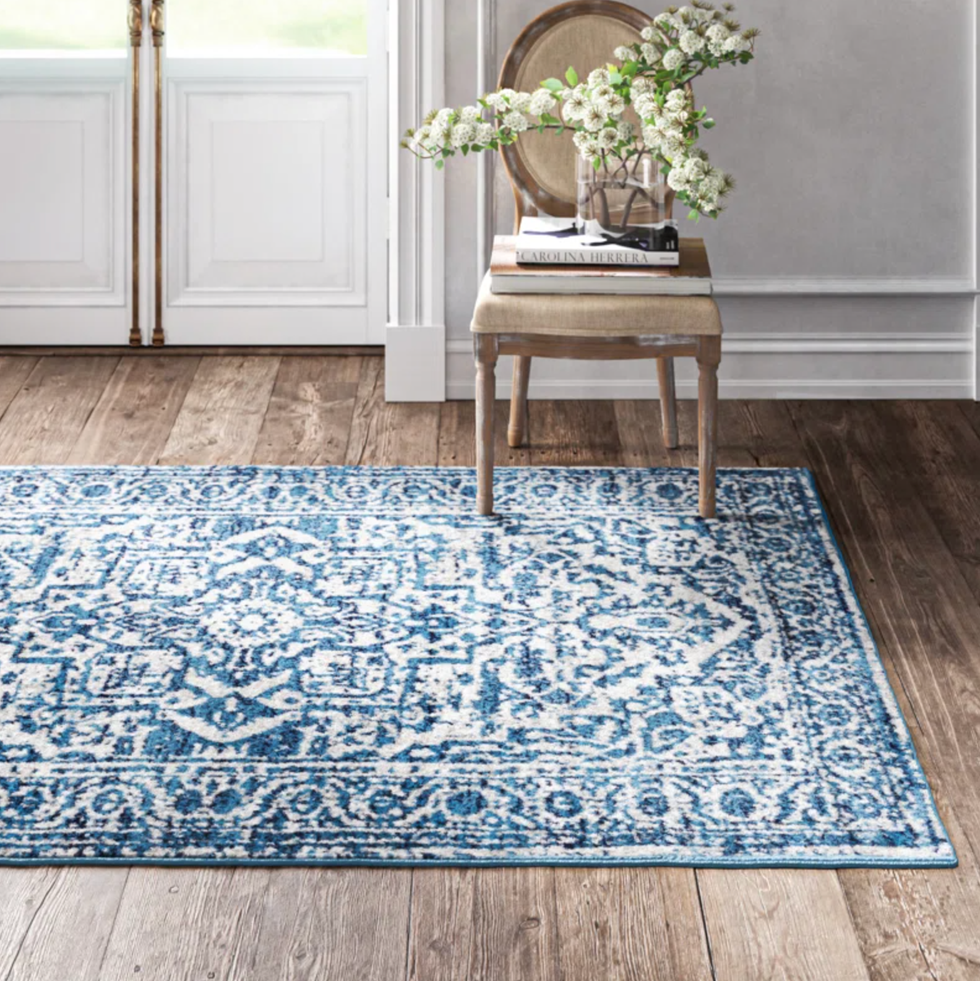 Ingrid Oriental Area Rug in Sky Blue/Light Gray
