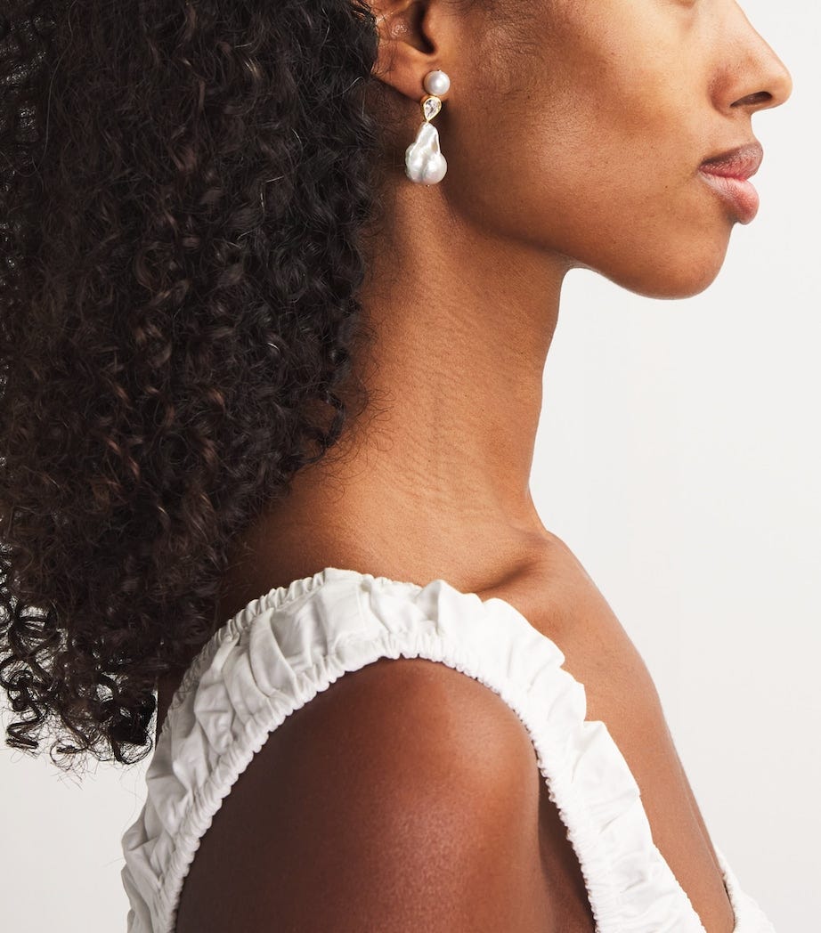 Completed Works Crystal and Pearl Pulp Earrings