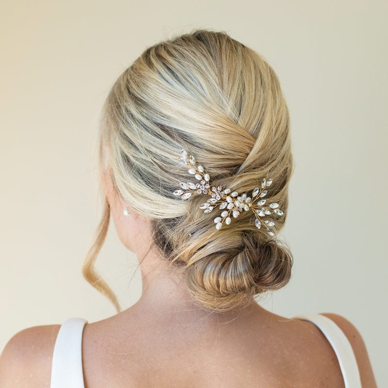 Golden Crystal and Pearl Leafy Comb