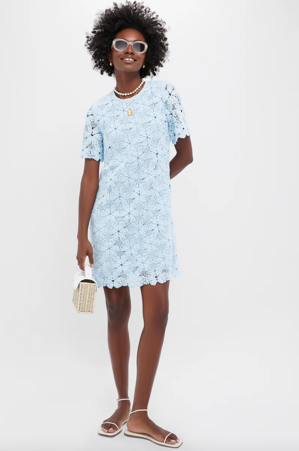 Light Blue Crochet Belclaire Dress