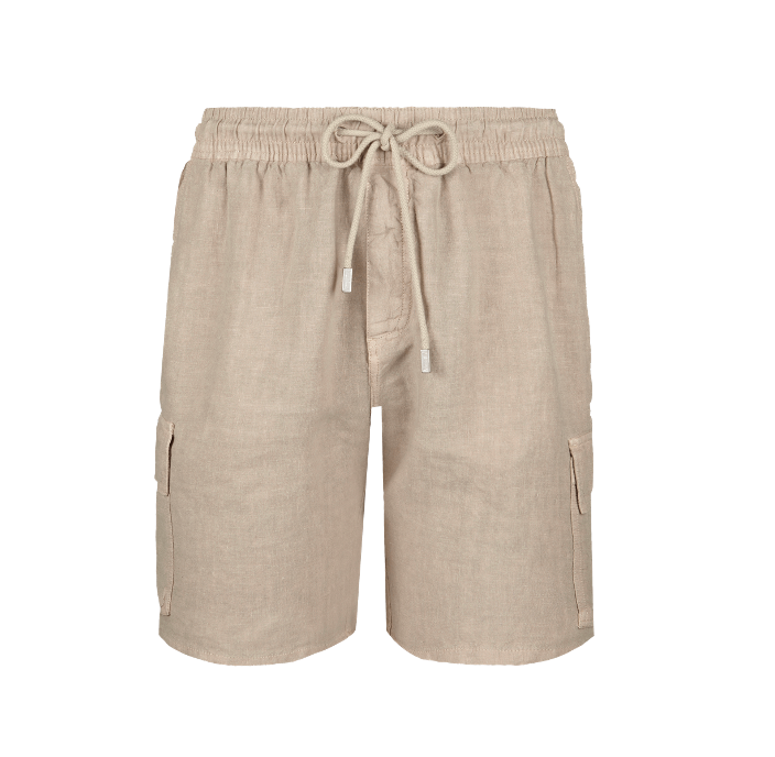 Linen Bermuda Shorts Cargo Pockets