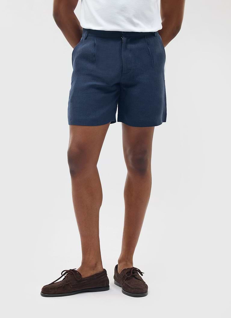 Pleated Linen Shorts
