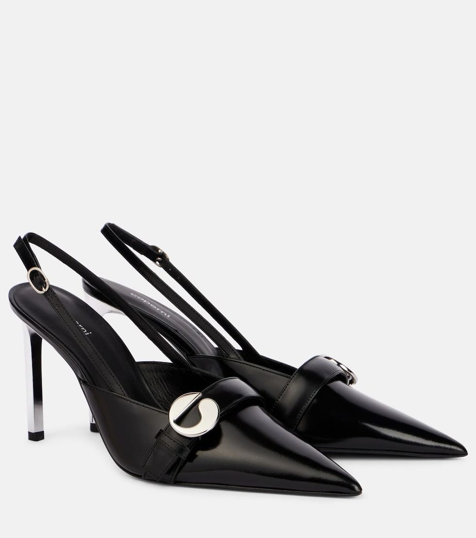 Logo Leather Slingback Pumps 
