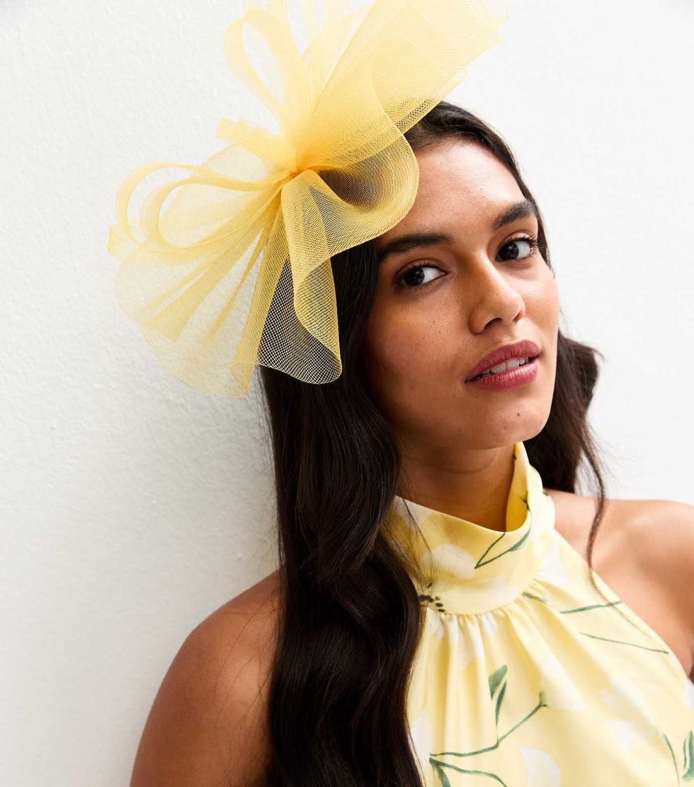 Yellow Mesh Flower Fascinator