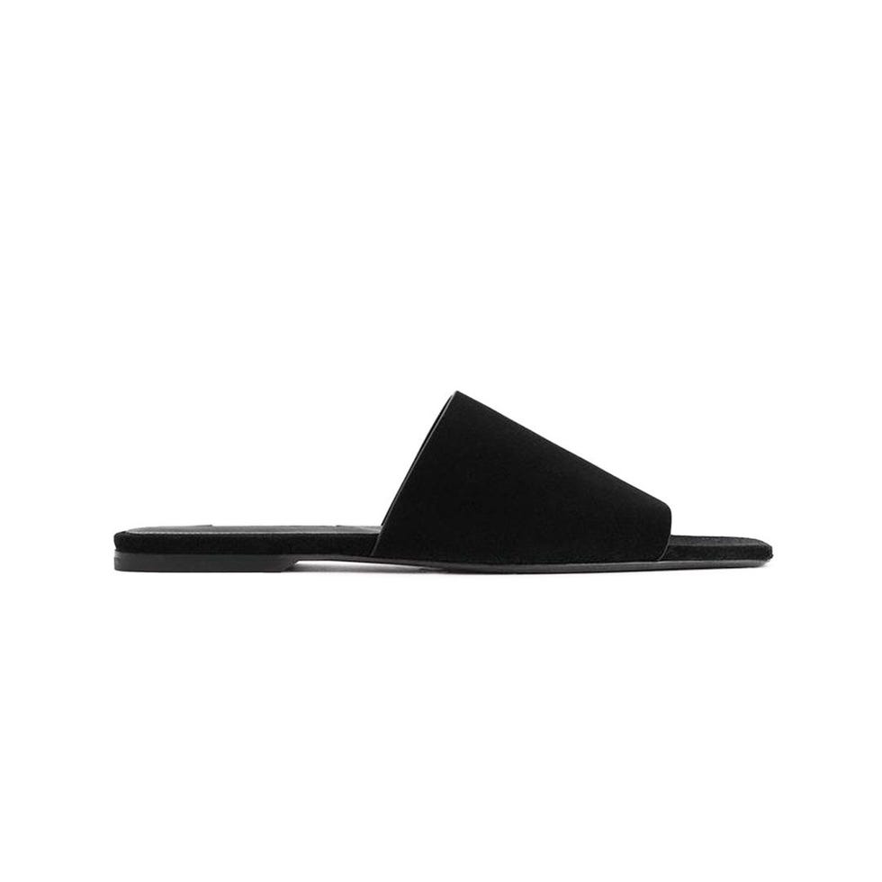 Velour-Leather Bandeau Sandals