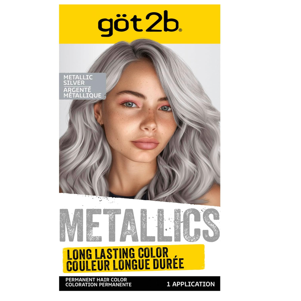 Metallic Permanent Hair Color in Metallic Silver