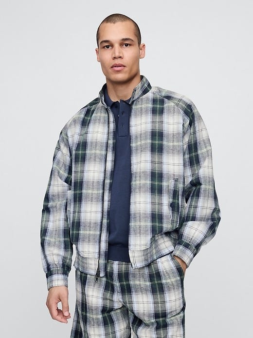 Blouson aviateur en lin et coton